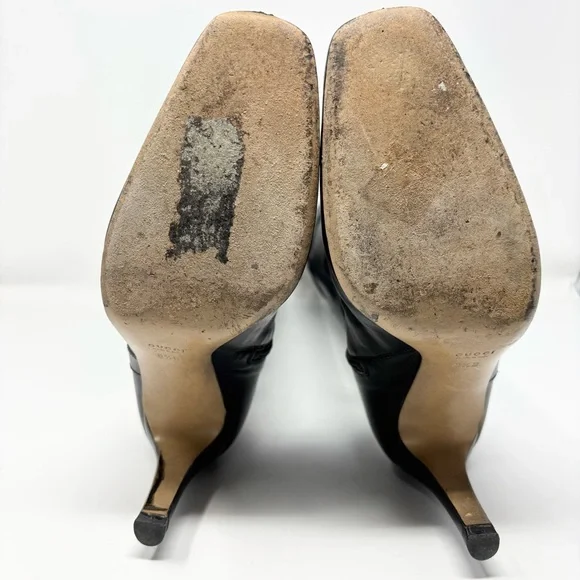 Gucci by Tom Ford GG Logo Black Leather Knee High Boots Size 8.5 Vintage - Picture 15 of 16